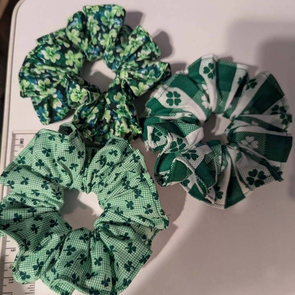 Handmade St Patrick's Day Set of 3 Scrunchies